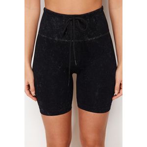 Trendyol Black Seamless/Seamless Reflector Printed and Acid Wash Knitted Sports Shorts/Short Leggings obraz