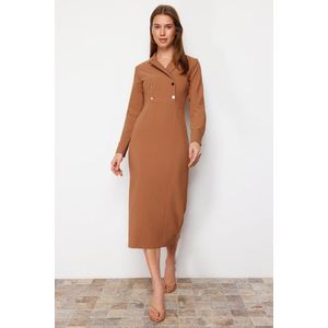 Trendyol Camel Double Breasted Collar Button Detailed Woven Dress obraz