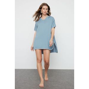 Trendyol Blue Wide Fit Mini Woven Embroidery Muslin Beach Dress obraz