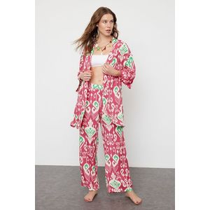 Trendyol Ethnic Patterned Belted Woven Kimono Trouser Set obraz