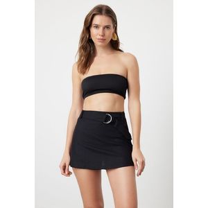 Trendyol Black Mini Woven Linen Blend Skirt obraz