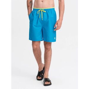 Ombre Men's swim shorts with two-tone welt - blue obraz