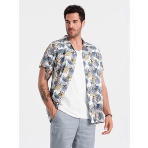 Ombre Viscose patterned men's short sleeve shirt - palm trees obraz