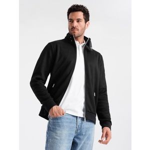 Ombre Men's jacket with high collar and fleece lining - black obraz