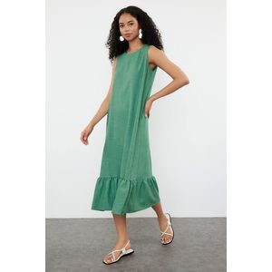 Trendyol Green Straight Cut Skirt Flounce Mini Woven Dress obraz