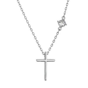 Evolution Group Stříbrný náhrdelník lesklý kříž a zirkon 12107.1 obraz