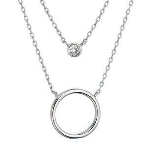 Evolution Group Stříbrný náhrdelník dvajitý řetízek kroužek a zirkon 12111.1 obraz