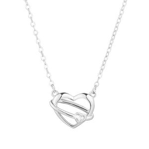 Evolution Group Stříbrný náhrdelník srdce se srdíčkem ze zirkonu 12099.1 crystal obraz