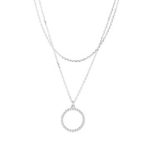 Evolution Group Stříbrný náhrdelník dvojitý řetízek s kroužkem 620017 obraz