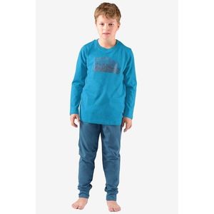 Bavlněné chlapecké pyžamo dlouhé Gina 69003P Tmavěmodrá-modrá 152-158 obraz