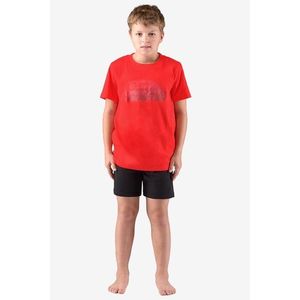 Bavlněné chlapecké pyžamo krátké Gina 69004P Červeno-černá 152-158 obraz