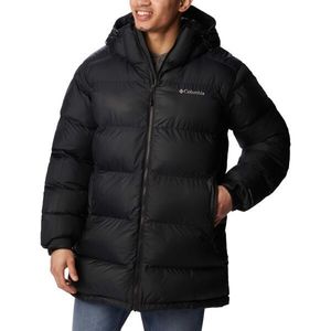 Černá prodloužená bunda s kapucí obraz