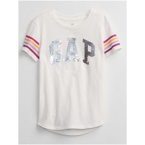 Bílé holčičí tričko s flitry GAP Logo obraz
