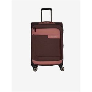 Růžovo-hnědý cestovní kufr Travelite Viia 4w M obraz