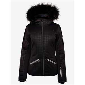 Černá dámská vzorovaná lyžařská bunda s kapucí a umělým kožíškem Dare 2B Prestige obraz