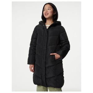 Černý holčičí zimní zateplený kabát Marks & Spencer obraz