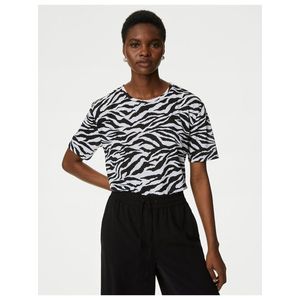 Černo-bílé dámské vzorované tričko Marks & Spencer obraz