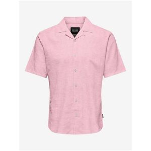 Růžová pánská košile s příměsí lnu ONLY & SONS Caiden obraz