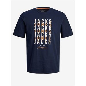 Tmavě modré pánské tričko Jack & Jones Delvin obraz