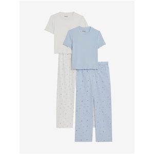 Sada dvou holčičích květovaných pyžam ve světle modré a bílé barvě Marks & Spencer obraz