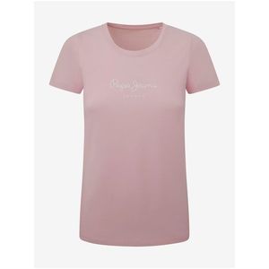 Růžové dámské tričko s krátkým rukávem Pepe Jeans obraz
