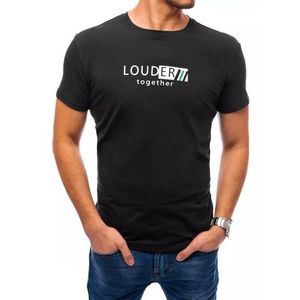 Černé bavlněné tričko s potiskem Louder obraz