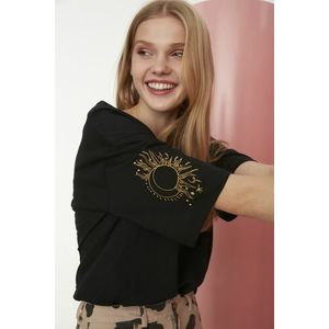 Dámské tričko Trendyol Sun&Moon embroidery obraz