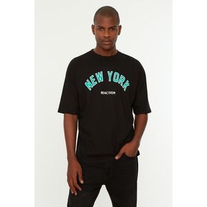 Trendyol Oversize / Wide-Fit Posádka Krátký rukáv New York Tištěné 1 bavlněné tričko obraz