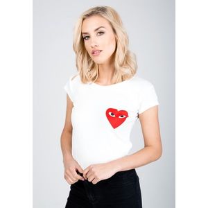 Dámské tričko s červeným srdcem a očima - bílá, obraz