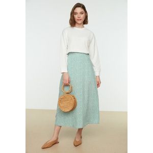Trendyol Mint Floral Printed Viscose Woven Flare Skirt obraz