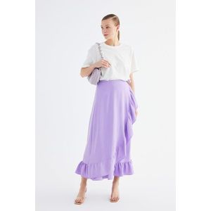 Trendyol Purple Wrapped Ruffle Knitted Skirt obraz