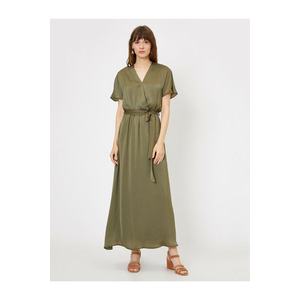 Koton Women's Green V-Neck Short Sleeve Maxi Dress obraz