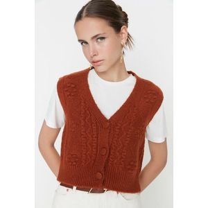 Trendyol Camel Měkký texturovaný pletený svetr obraz