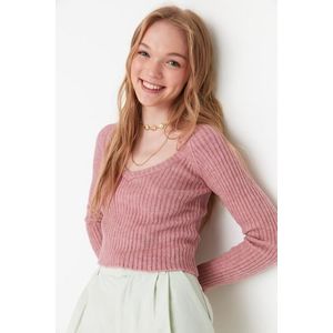 Trendyol Dried Rose Crop Soft Textured Basic Knitwear Sweater obraz