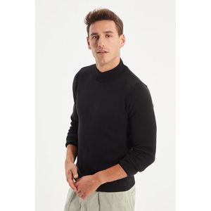 Trendyol Black Slim Fit Half Turtleneck 100% Cotton Basic Sweater obraz