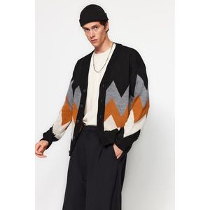 Trendyol Black Oversize Fit Oversized Multicolored Cardigan obraz