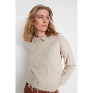 Trendyol Stone Wide fit Soft Textured Braids Knitwear Sweater obraz