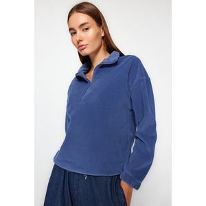 Trendyol Indigo Zipper Detailed Knitted Sweatshirt. obraz