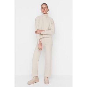 Trendyol Stone Soft-textured Basic Top and Bottom Set, Knitwear with Pants obraz