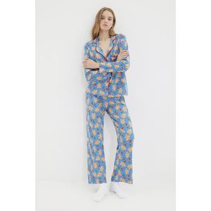 Trendyol modrá 100% bavlna vánoční pletené pyžamo obraz