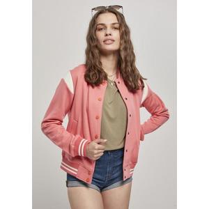 Dámská insetová bunda College Sweat Jacket světle růžová/bílá písková obraz