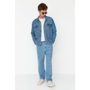 Trendyol modré pánské džíny s širokými nohavicemi a pohodlným střihem obraz