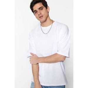 Trendyol White Oversize/Wide Cut Basic tričko ze 100% bavlny obraz