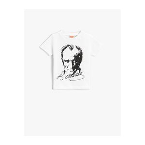 Koton Ataturk Printed T-Shirt Short Sleeved Cotton obraz