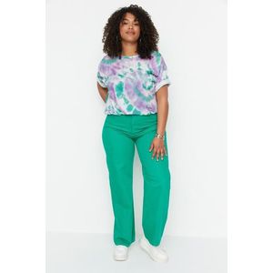 Trendyol Curve Zelené kalhoty s vysokým pasem a širokými nohavicemi 90. let obraz