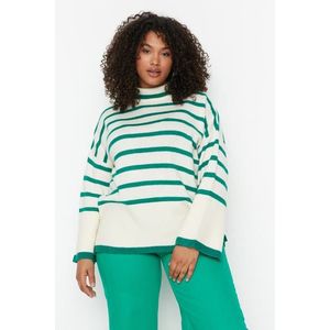 Trendyol Curve zelený pruhovaný pletený svetr obraz