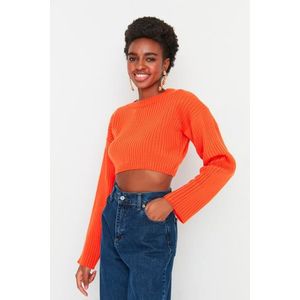 Trendyol Orange Super Crop pletený svetr obraz