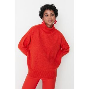Trendyol Orange Wide Fit Soft Textured Stand Collar Knitwear Sweater obraz