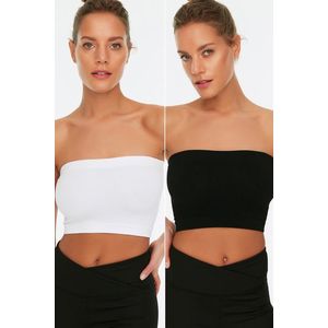 Trendyol Black-White 2-Pack Seamless/Seamless Ribbed Strapless Knitted Sports Bra obraz