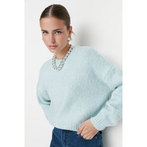 Trendyol Mint Wide Fit Měkký texturovaný základní pletený svetr obraz